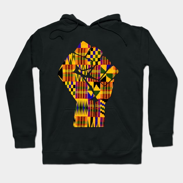 Kente Fist Design Melanin Black Pride T-Shirt Hoodie by Merchweaver